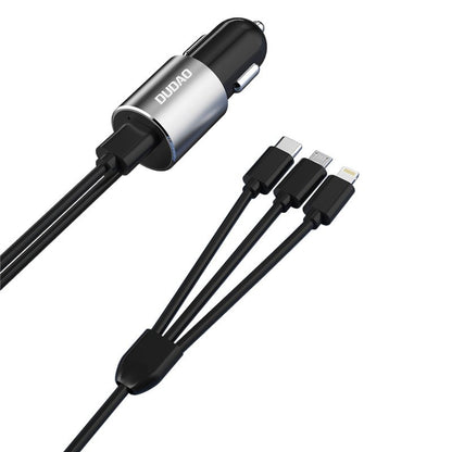 Auto-Ladegerät mit Lightning / microUSB / USB-C Kabel Dudao R5ProN, 17W, 3,4A, 1 x USB-A, Schwarz