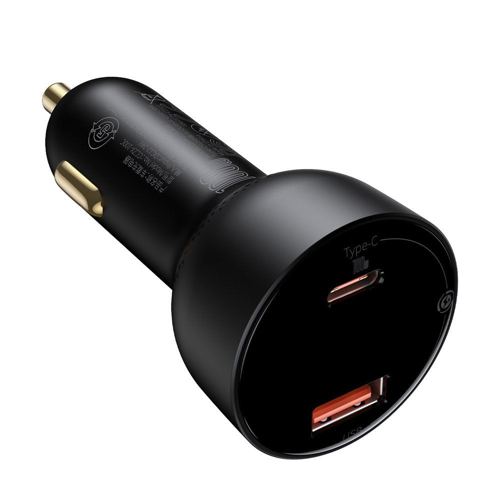 Auto-Ladegerät mit USB-C Kabel Baseus Superme, 100W, 5A, 1 x USB-A - 1 x USB-C, Schwarz TZCCZX-01