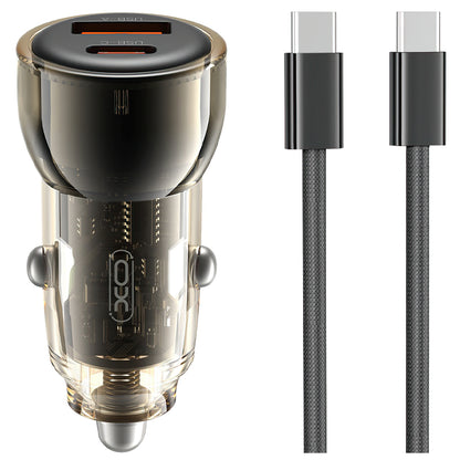 Auto-Ladegerät mit USB-C Kabel XO Design CC60, 60W, 3A, 1 x USB-A - 1 x USB-C, Schwarz