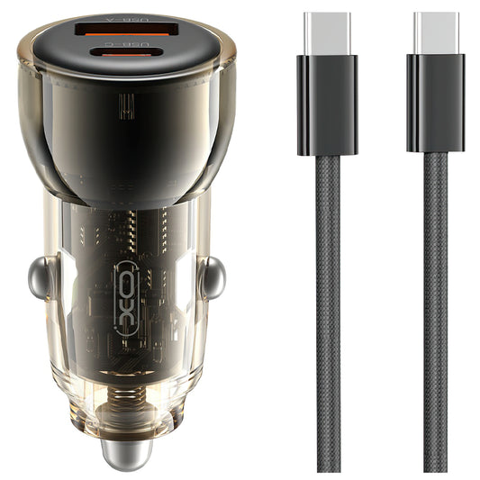 Auto-Ladegerät mit USB-C Kabel XO Design CC60, 60W, 3A, 1 x USB-A - 1 x USB-C, Schwarz