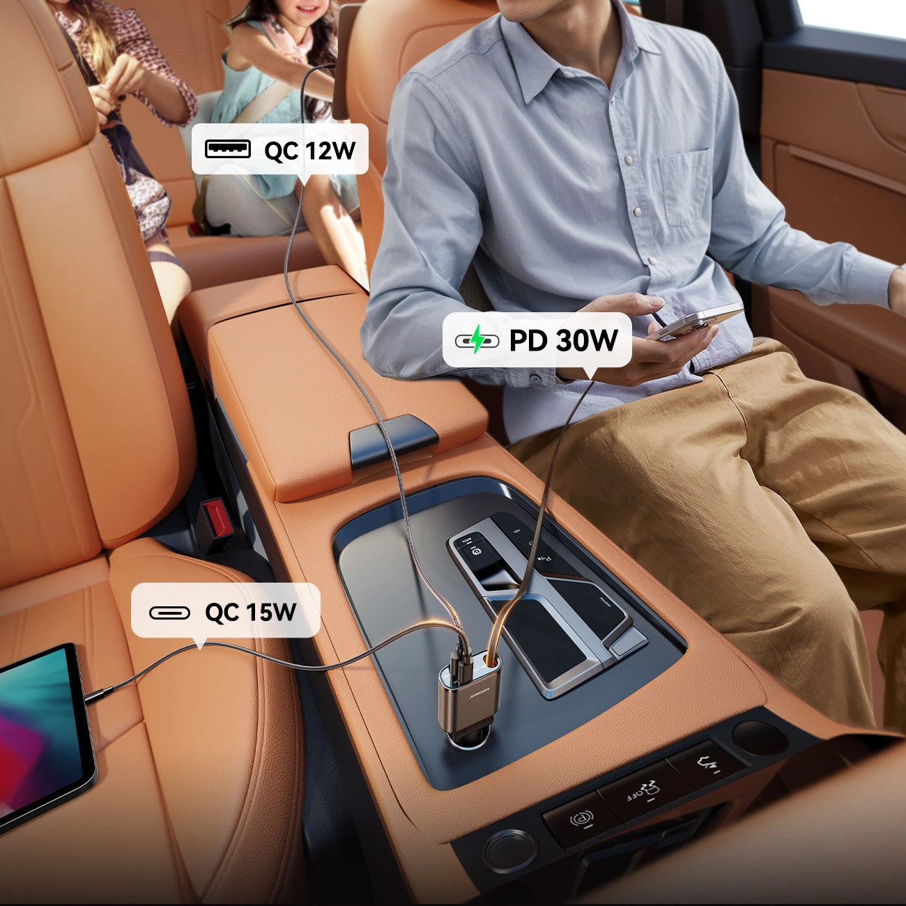 Auto-Ladegerät mit USB-C Kabel Joyroom JR-CCL07, 30W, 3A, 1 x USB-A - 1 x USB-C, Grau
