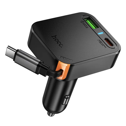 Auto-Ladegerät mit USB-C Kabel HOCO NZ18, 65W, 3A, 1 x USB-A - 1 x USB-C, Schwarz