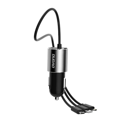Auto-Ladegerät mit Lightning / microUSB / USB-C Kabel Dudao R5ProN, 17W, 3,4A, 1 x USB-A, Schwarz
