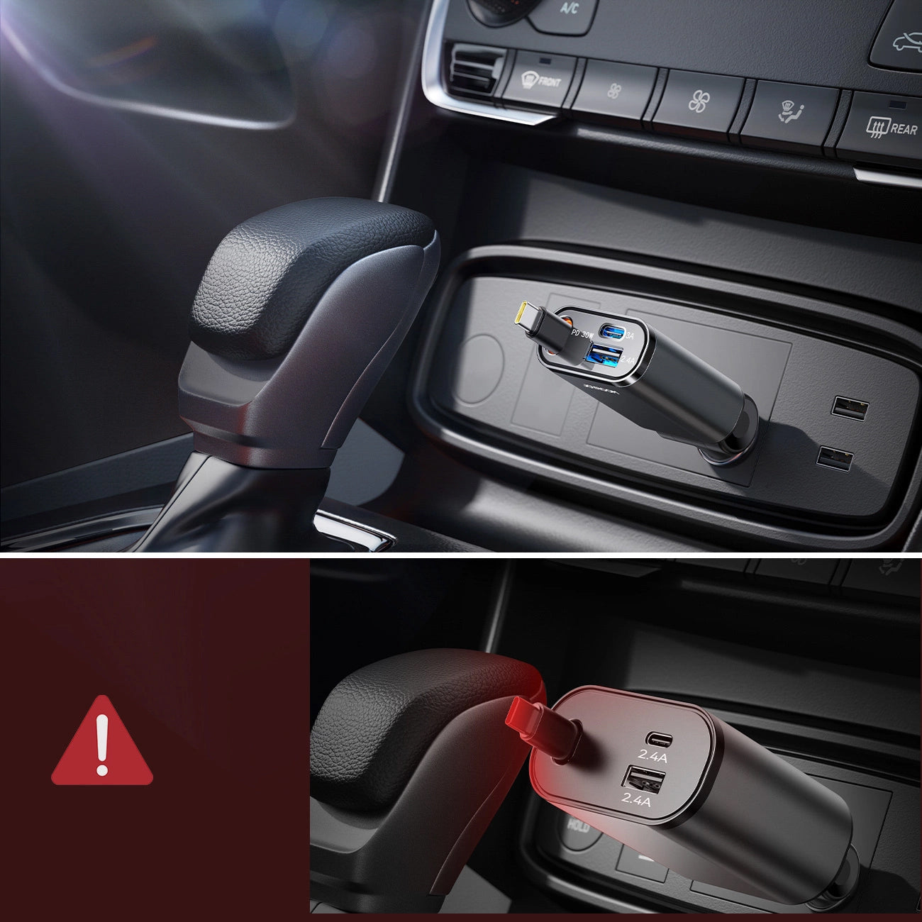 Auto-Ladegerät mit USB-C Kabel Joyroom JR-CCL07, 30W, 3A, 1 x USB-A - 1 x USB-C, Grau