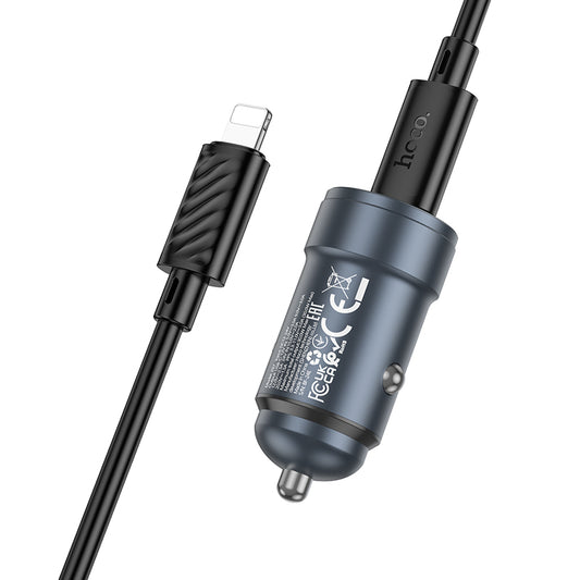 Auto-Ladegerät mit Lightning-Kabel HOCO Z57, 30W, 3A, 1 x USB-C, Grau