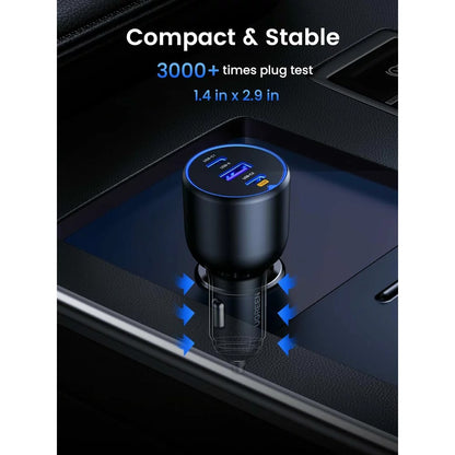Autoladegerät mit USB-C-Kabel UGREEN CD293, 130W, 5A, 1 x USB-A - 2 x USB-C, Schwarz 