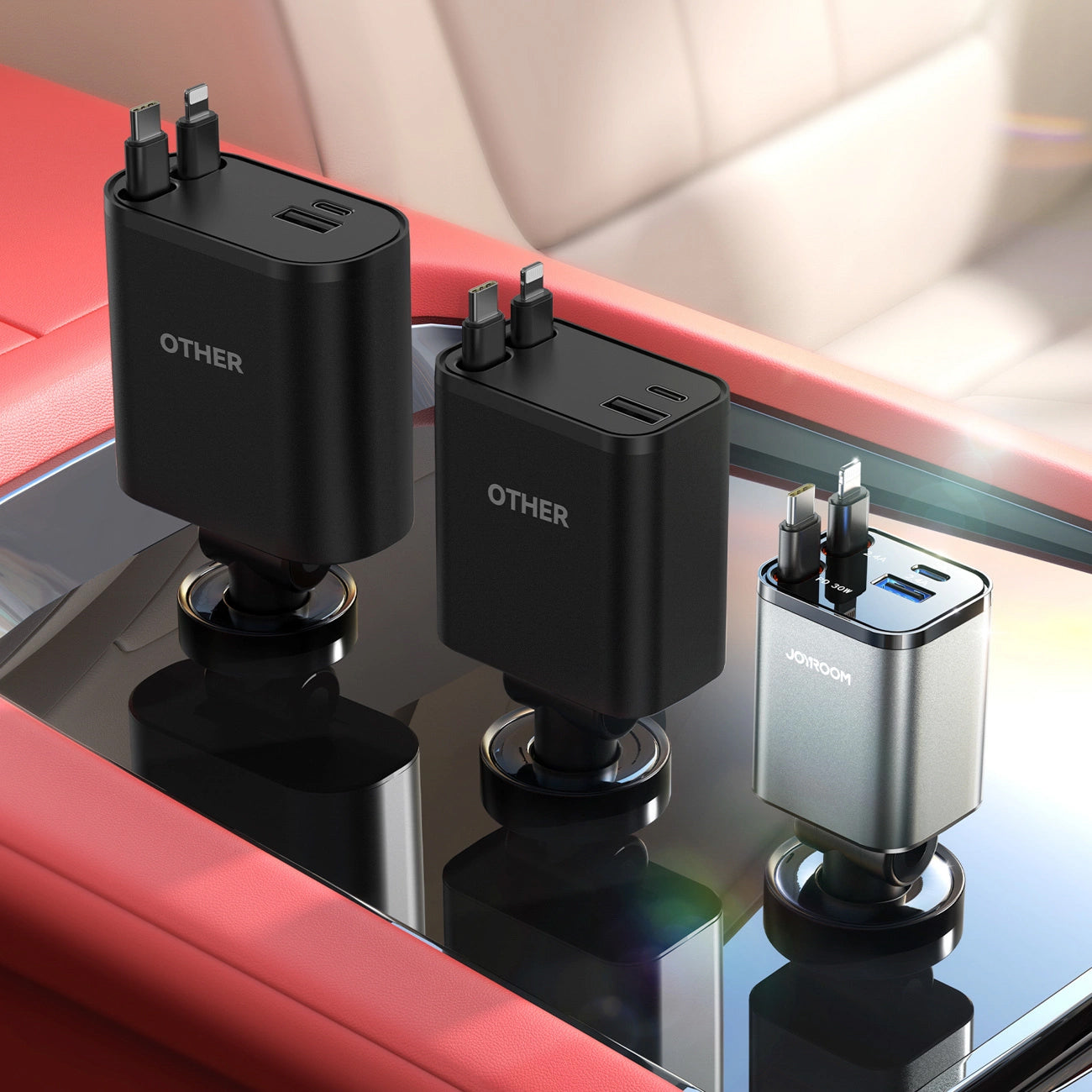 Auto-Ladegerät mit USB-C / Lightning-Kabel Joyroom JR-CCL05, 30W, 3A, 1 x USB-A - 1 x USB-C, Grau