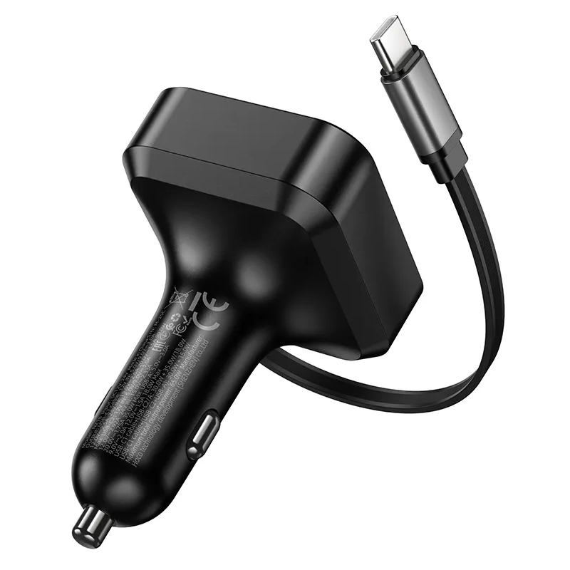 Auto-Ladegerät mit USB-C Kabel HOCO NZ18, 65W, 3A, 1 x USB-A - 1 x USB-C, Schwarz