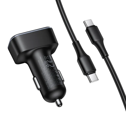 Auto-Ladegerät mit USB-C Kabel HOCO Z63B Display, 48W, 3A, 1 x USB-A - 1 x USB-C, Schwarz