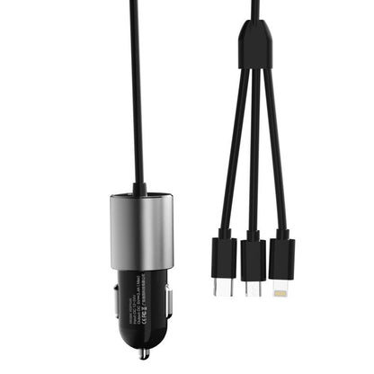 Auto-Ladegerät mit Lightning / microUSB / USB-C Kabel Dudao R5ProN, 17W, 3,4A, 1 x USB-A, Schwarz