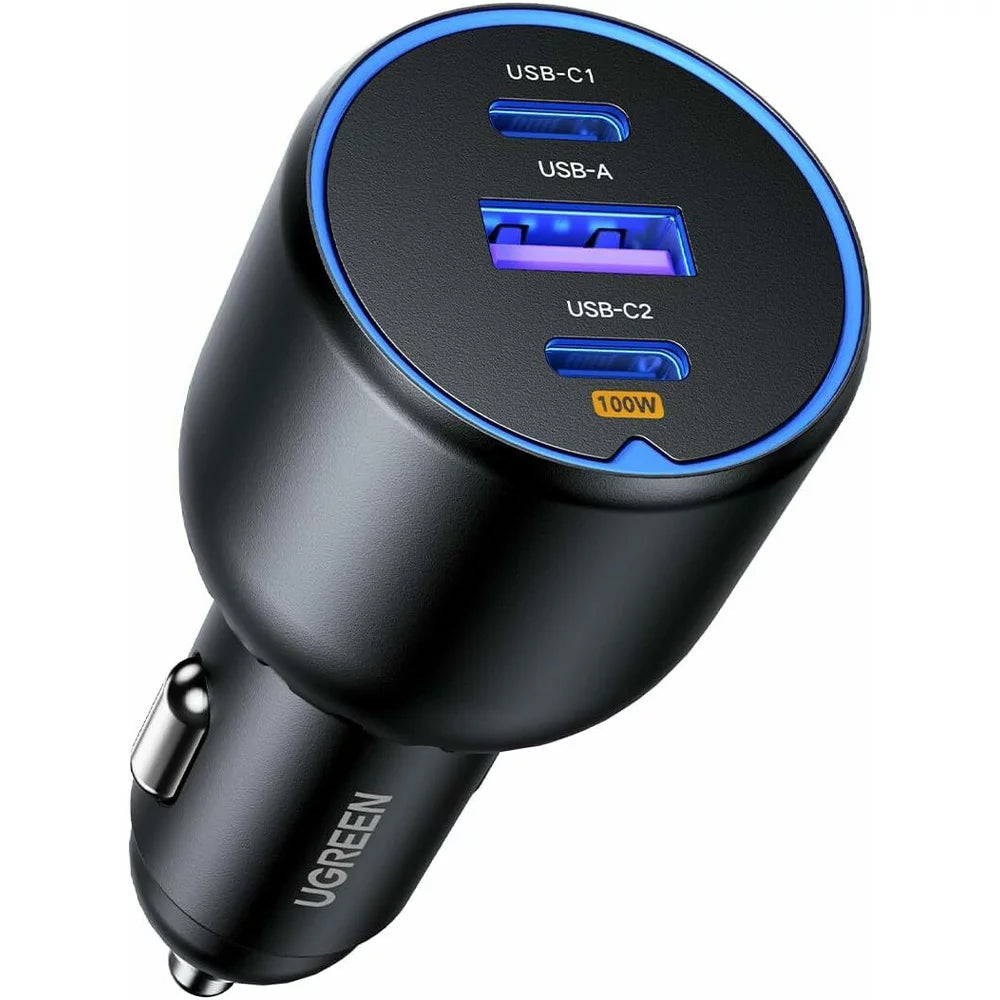 Autoladegerät mit USB-C-Kabel UGREEN CD293, 130W, 5A, 1 x USB-A - 2 x USB-C, Schwarz 