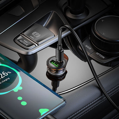 Auto-Ladegerät mit USB-C Kabel HOCO NZ16A, 43W, 3A, 1 x USB-A - 1 x USB-C, Grau