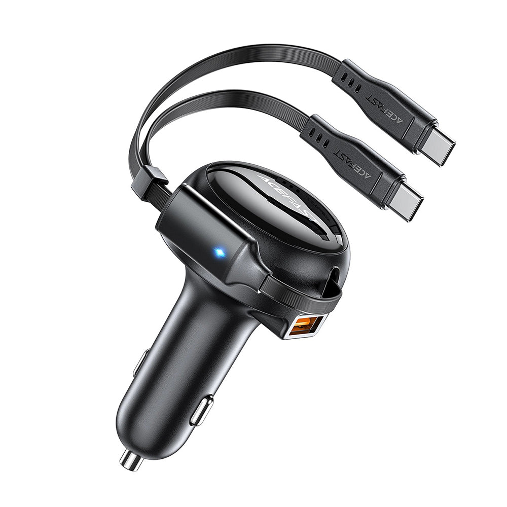 Auto-Ladegerät mit USB-C Kabel Acefast B13, 53W, 3A, 1 x USB-A, Schwarz