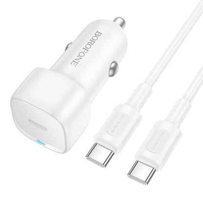 Car Charger with USB-C Cable Borofone BZ34A Cloud, 20W, 3A, 1 x USB-C, White