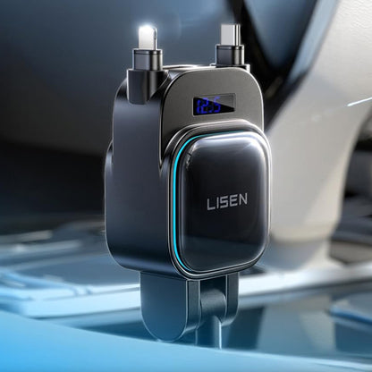 Auto-Ladegerät mit USB-C / Lightning Lisen Display, 96W, 3A, 1 x USB-A - 1 x USB-C, Schwarz YL0224080017