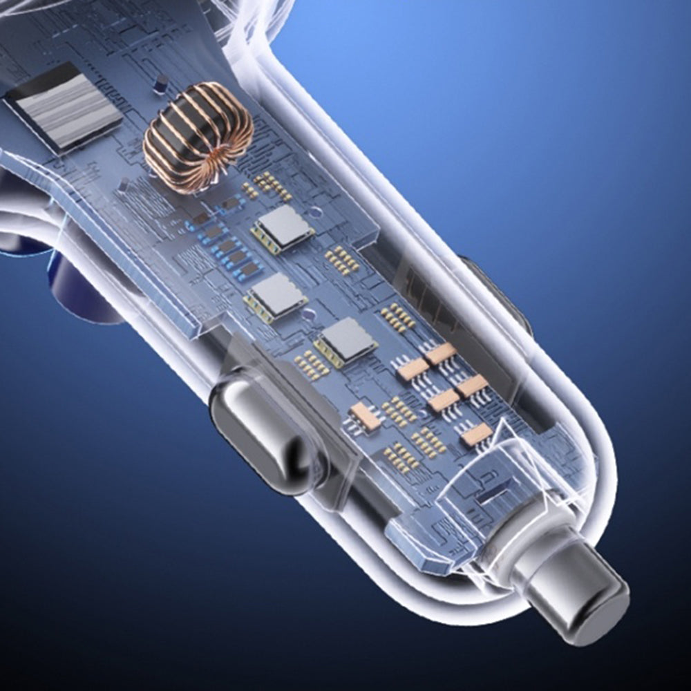 Car Charger with USB-C / Lightning Cable Yesido Y63 Display, 117W, 3A, 1 x USB-A - 1 x USB-C, Gray