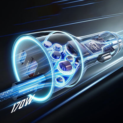 Auto-Ladegerät mit USB-C Kabel Lisen, 170W, 5A, 1 x USB-A - 2 x USB-C, Schwarz YL0225060006