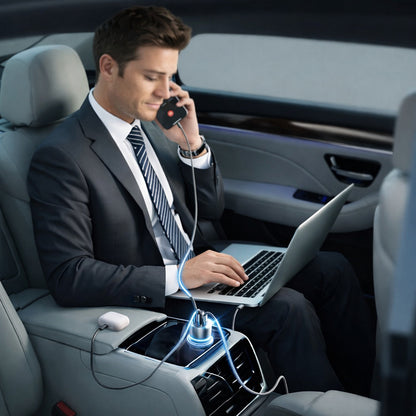 Auto-Ladegerät mit USB-C Kabel Lisen, 170W, 5A, 1 x USB-A - 2 x USB-C, Schwarz YL0225060006