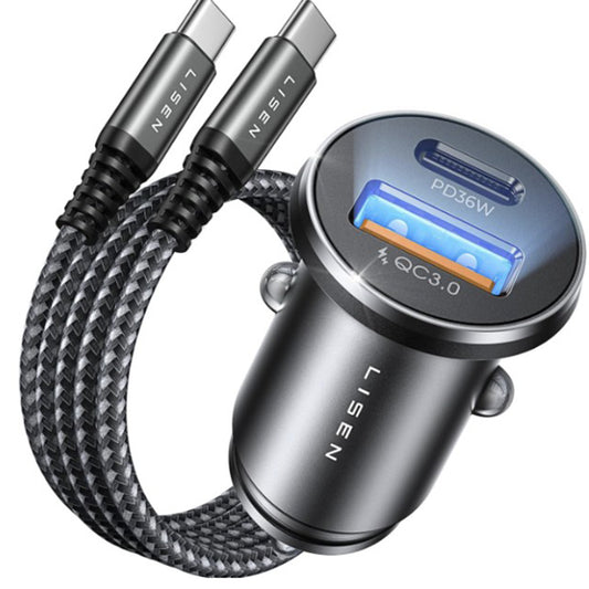 Auto-Ladegerät mit USB-C Kabel Lisen, 51W, 3A, 1 x USB-A - 1 x USB-C, Marineblau YL0223080047