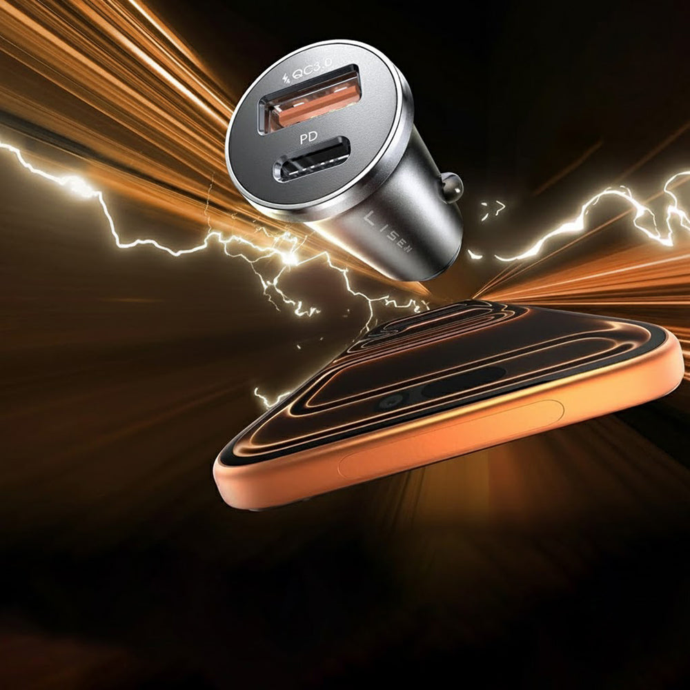 Auto-Ladegerät mit USB-C Kabel Lisen, 51W, 3A, 1 x USB-A - 1 x USB-C, Marineblau YL0223080047