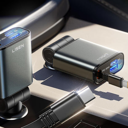 Auto-Ladegerät mit USB-C Kabel Lisen, 57W, 3A, 1 x USB-A - 1 x USB-C, Schwarz YL0325010016