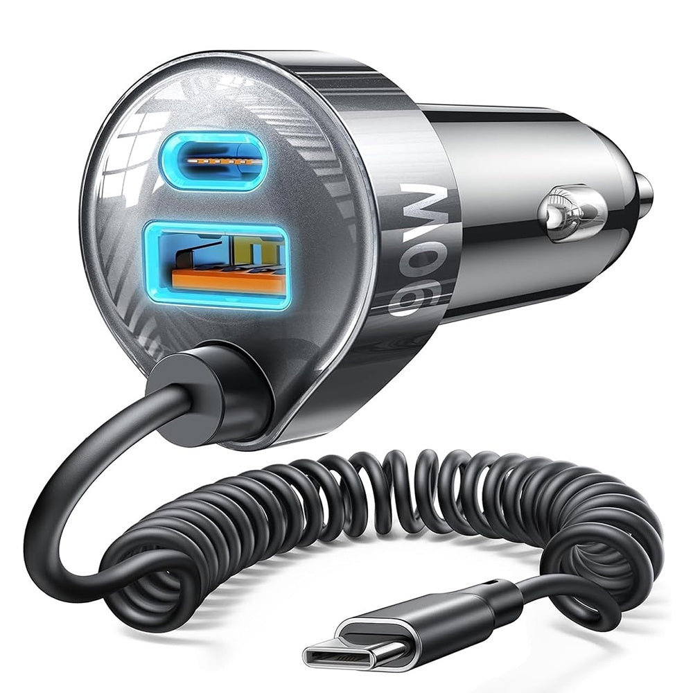 Auto-Ladegerät mit USB-C Kabel Lisen, 90W, 3A, 1 x USB-A - 1 x USB-C, Schwarz YL0223120020