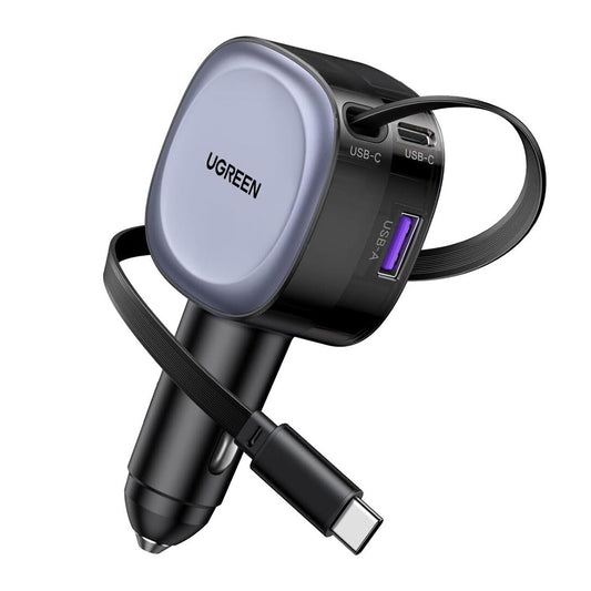 KFZ-Ladegerät mit USB-C Kabel UGREEN EC601, 75W, 3A, 1 x USB-A - 1 x USB-C, Grau