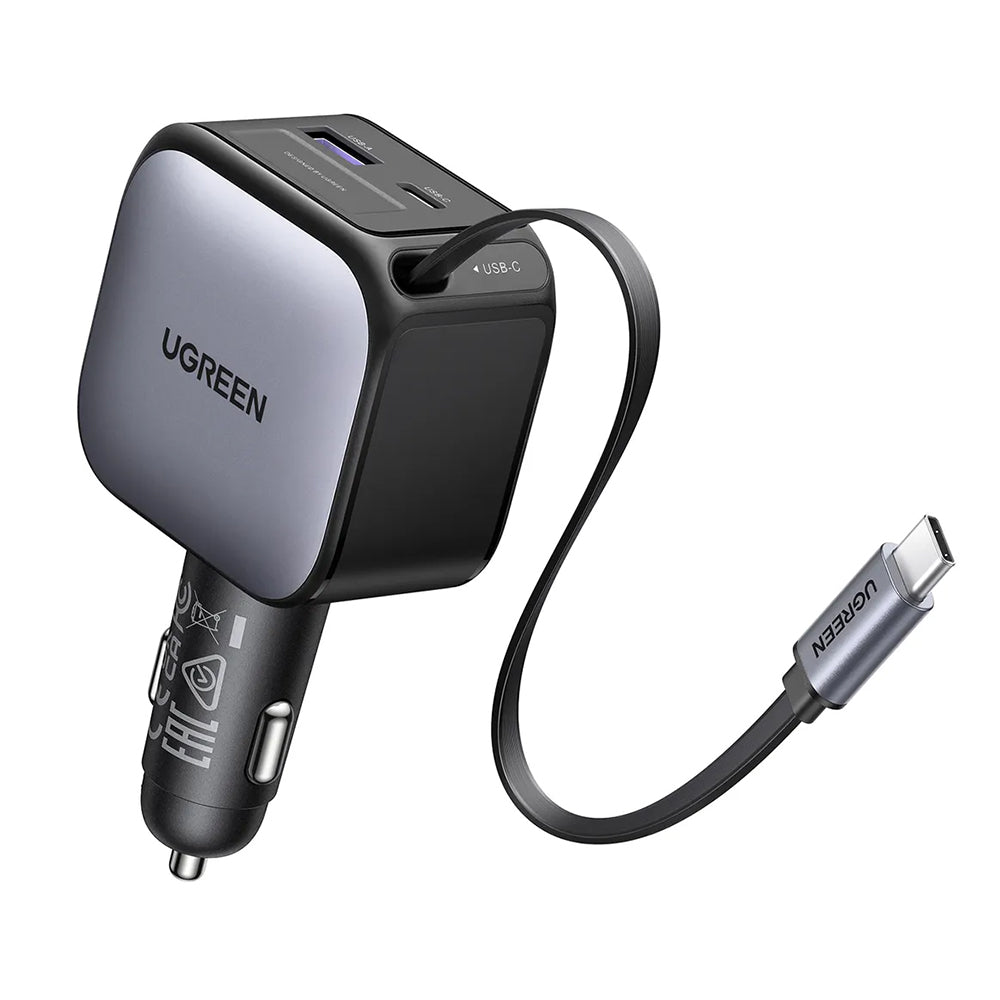 Auto-Ladegerät mit USB-C Kabel UGREEN EC602, 60W, 3A, 1 x USB-A - 1 x USB-C, Grau