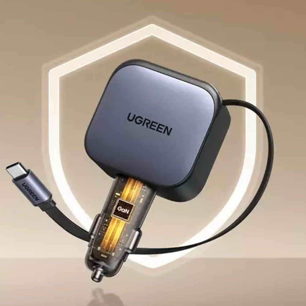Auto-Ladegerät mit USB-C Kabel UGREEN EC603, 90W, 3A, 1 x USB-A - 1 x USB-C, Grau