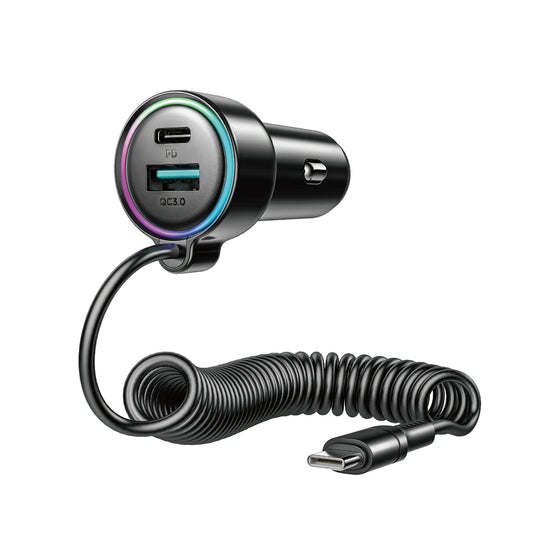 Auto-Ladegerät mit USB-C Kabel Joyroom JR-CL07, 90W, 3A, 1 x USB-A - 1 x USB-C, Schwarz