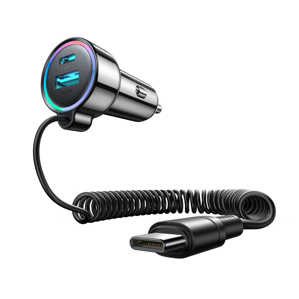 Auto-Ladegerät mit USB-C Kabel Joyroom JR-CL07, 72W, 3A, 1 x USB-A - 1 x USB-C, Schwarz
