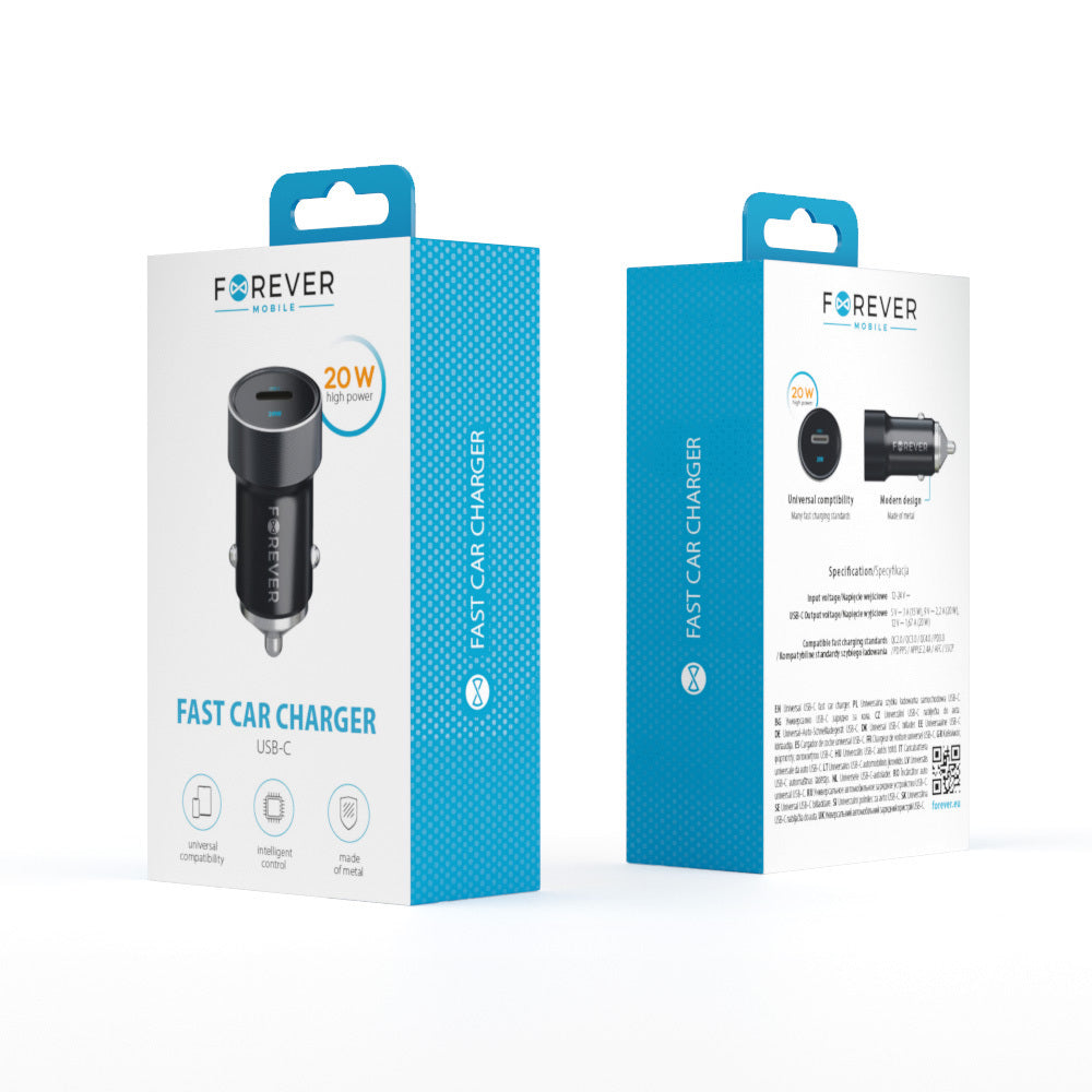 Auto-Ladegerät Forever CC-06, 20W, 3A, 1 x USB-C, Schwarz