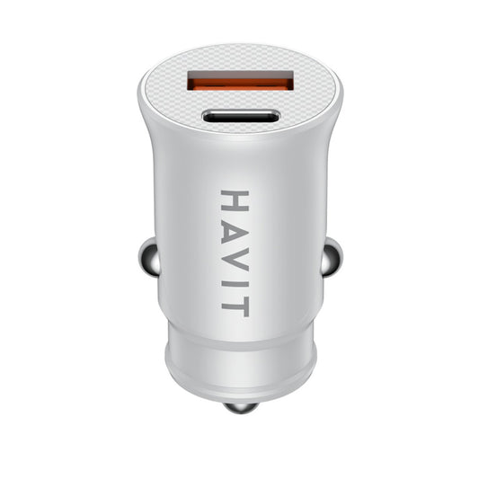 Auto-Ladegerät HAVIT CC2022, 20W, 3A, 1 x USB-A - 1 x USB-C, Weiß