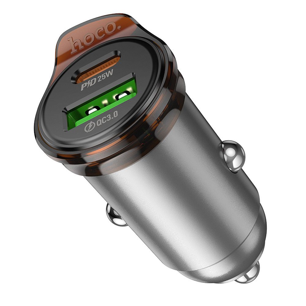 Auto-Ladegerät HOCO NZ16A, 43W, 3A, 1 x USB-A - 1 x USB-C, Grau