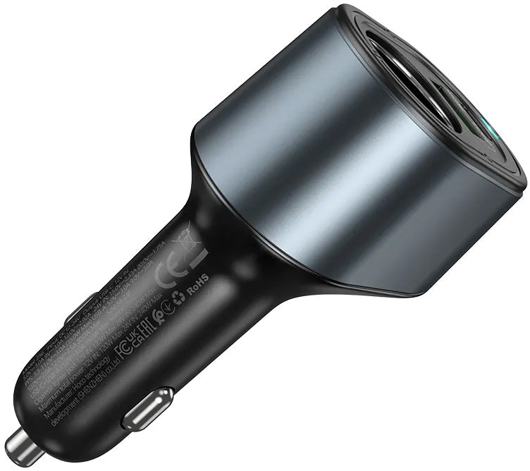 Auto-Ladegerät HOCO Z56, 35W, 3A, 1 x USB-A - 1 x USB-C - 1 x Zigarettenanzünder-Verlängerung, Schwarz