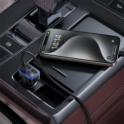 Auto-Ladegerät HOCO Z63A Display, 42W, 3A, 1 x USB-C - 2 x USB-A, Schwarz
