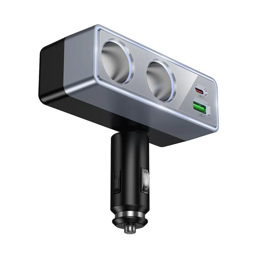 Auto-Ladegerät HOCO Z65B, 240W, 1 x USB-A - 1 x USB-C - 2 x Zigarettenanzünder-Verlängerung, Schwarz