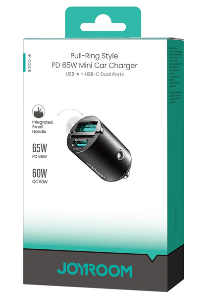Auto-Ladegerät Joyroom JR-CCN18, 65W, 1 x USB-A - 1 x USB-C, Schwarz