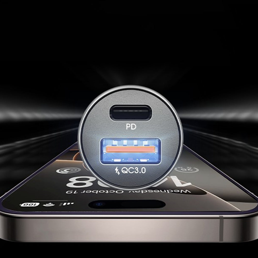 Auto-Ladegerät Lisen, 51W, 3A, 1 x USB-A - 1 x USB-C, Set 2 Stück, Schwarz YL0223080037