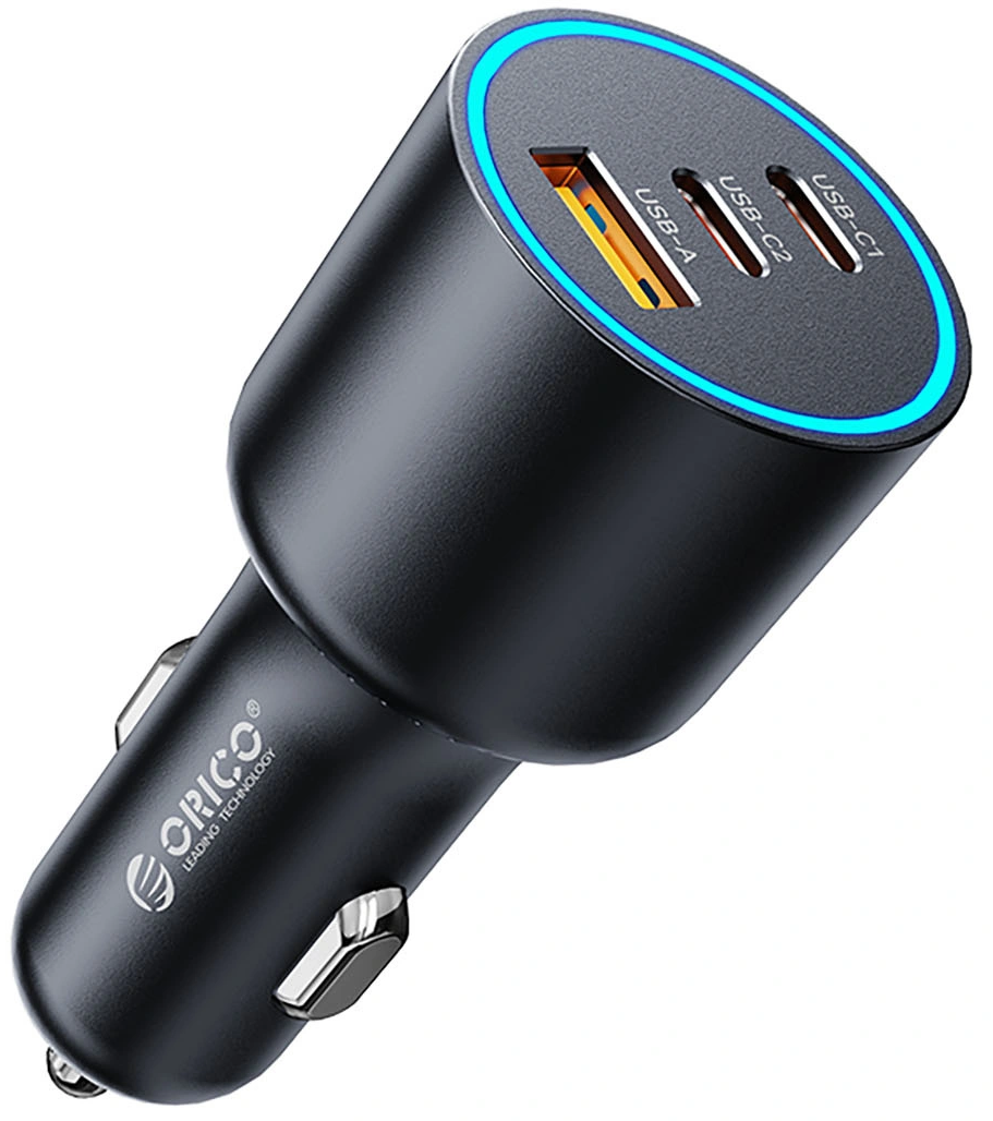 Orico HyperDrive Auto-Ladegerät, 165W, 5A, 1 x USB-A - 2 x USB-C, Schwarz