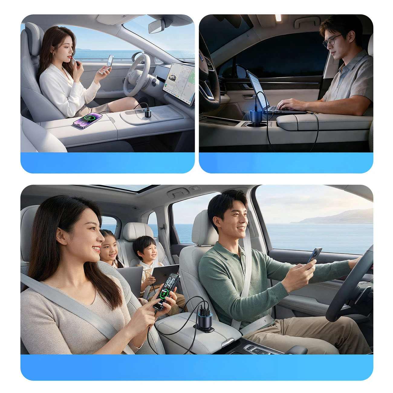 Orico HyperDrive Auto-Ladegerät, 165W, 5A, 1 x USB-A - 2 x USB-C, Schwarz