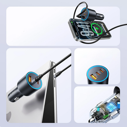 Orico HyperDrive Auto-Ladegerät, 165W, 5A, 1 x USB-A - 2 x USB-C, Schwarz