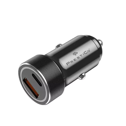 Auto-Ladegerät Prestico K2A, 20W, 3A, 1 x USB-A - 1 x USB-C, Schwarz