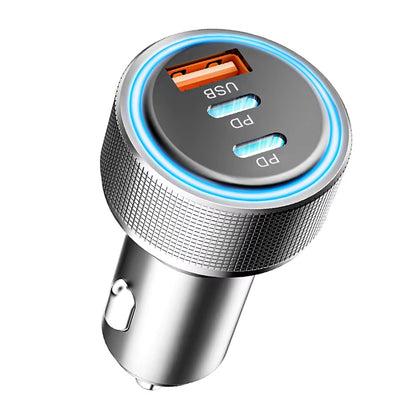 Auto-Ladegerät Techsuit C6 DriveBoost, 60W, 3A, 1 x USB-A - 2 x USB-C, Silber