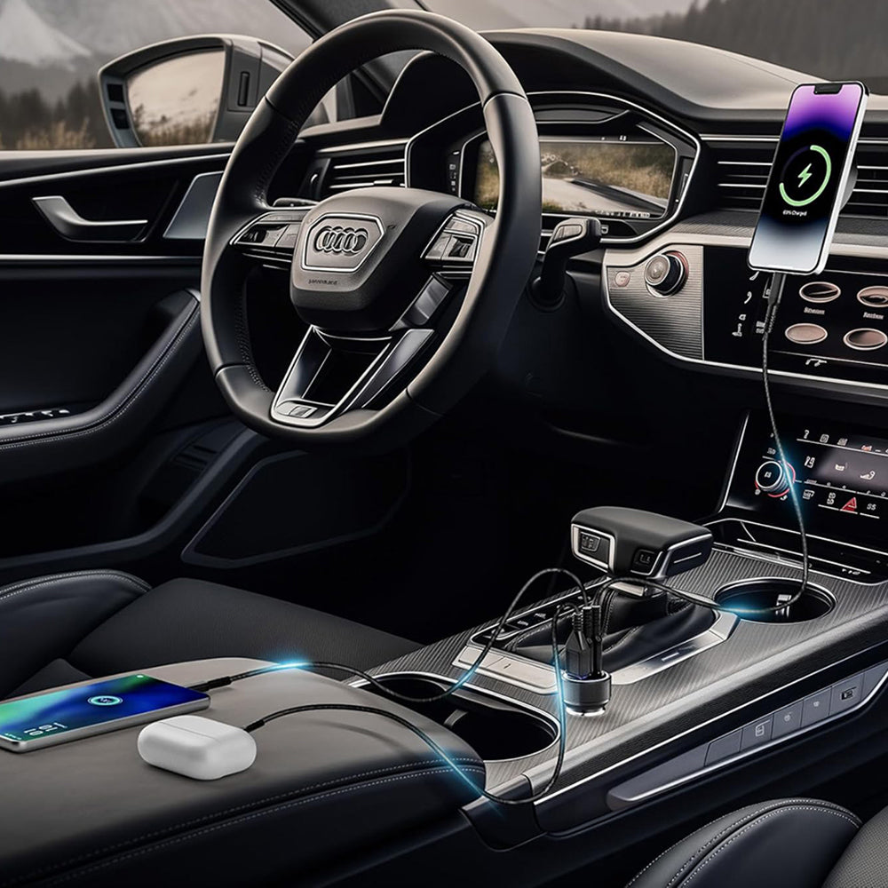 Auto-Ladegerät Techsuit C6 DriveBoost, 60W, 3A, 1 x USB-A - 2 x USB-C, Silber