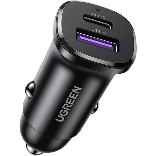 UGREEN EC305 Auto-Ladegerät, 30W, 3A, 1 x USB-A - 1 x USB-C, Schwarz