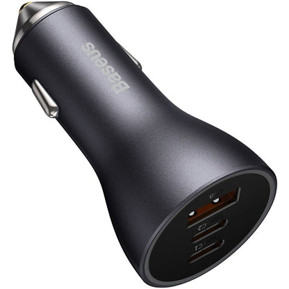 Autoladegerät Baseus Golden Contactor Pro, 65W, 3A, 1 x USB-A - 2 x USB-C, Grau CGJP010013