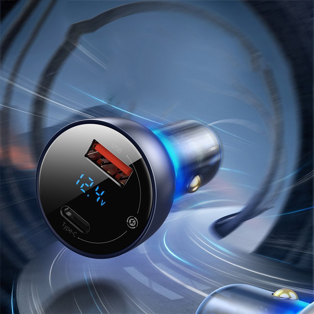 Car Charger Baseus, 63W, 5A, 1 x USB-A - 1 x USB-C, Silver CCKX-C0A CCKX-C0A