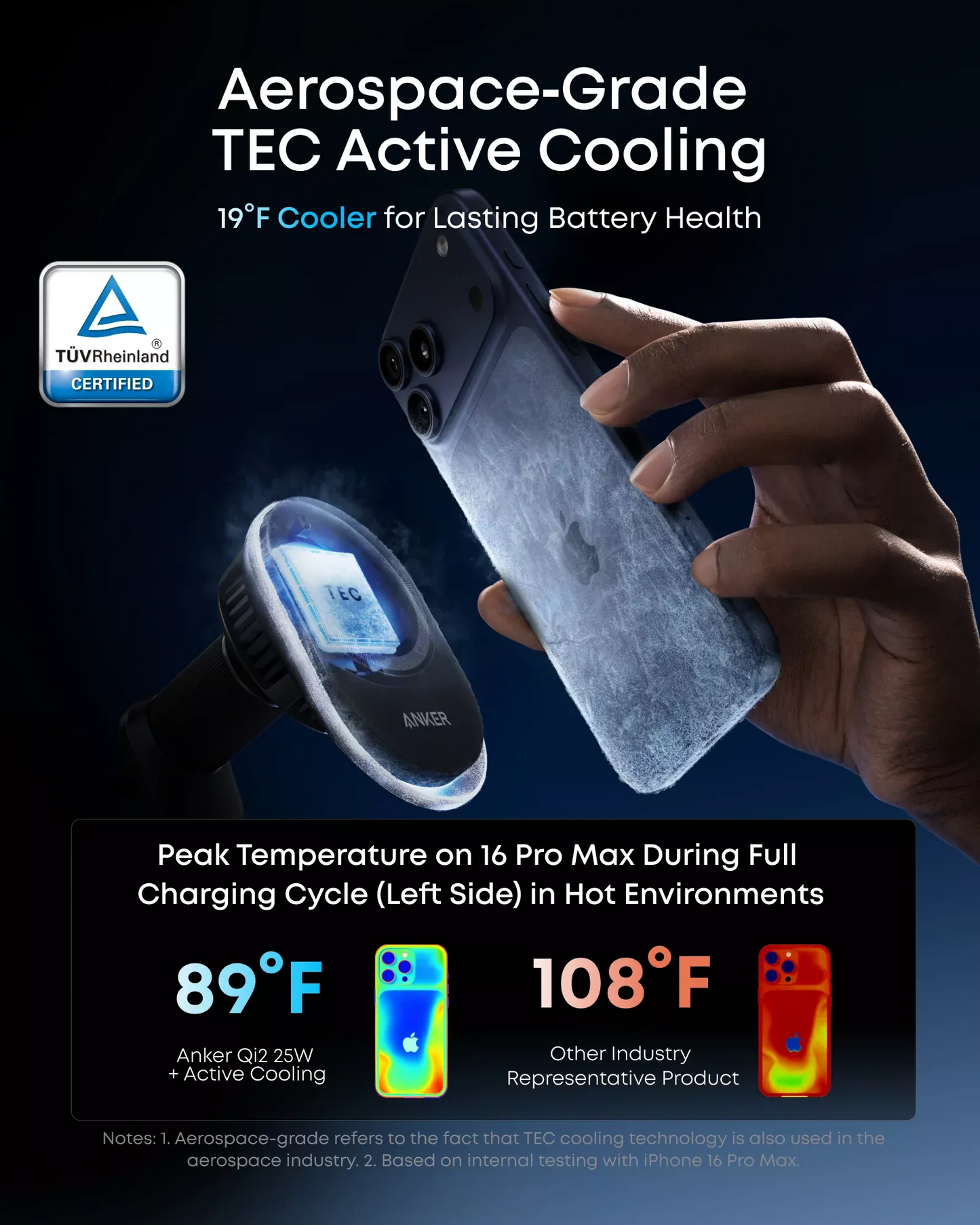 Anker Prime MagGo AirCool Kfz-Wireless-Ladegerät, 25W, Schwarz B2933H11