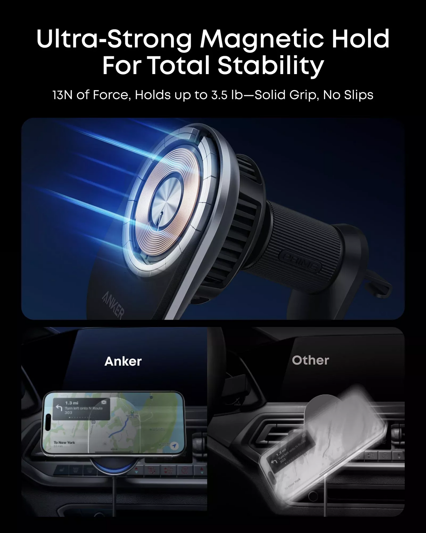 Anker Prime MagGo AirCool Kfz-Wireless-Ladegerät, 25W, Schwarz B2933H11